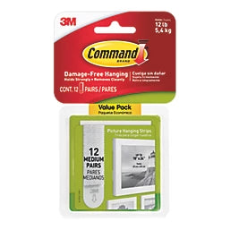 COMMAND SELF-ADHESIVE PICTURE HANGING STRIPS MEDIUM 12 PACK - MonkeyTools