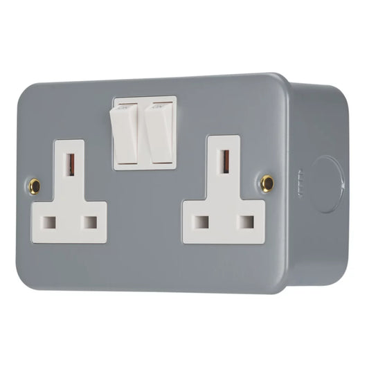 CONTACTUM 13A 2-GANG DP SWITCHED METAL CLAD SOCKET WITH WHITE INSERTS - MonkeyTools