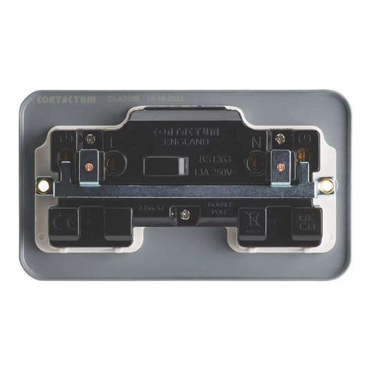 CONTACTUM 13A 2-GANG DP SWITCHED METAL CLAD SOCKET WITH WHITE INSERTS - MonkeyTools