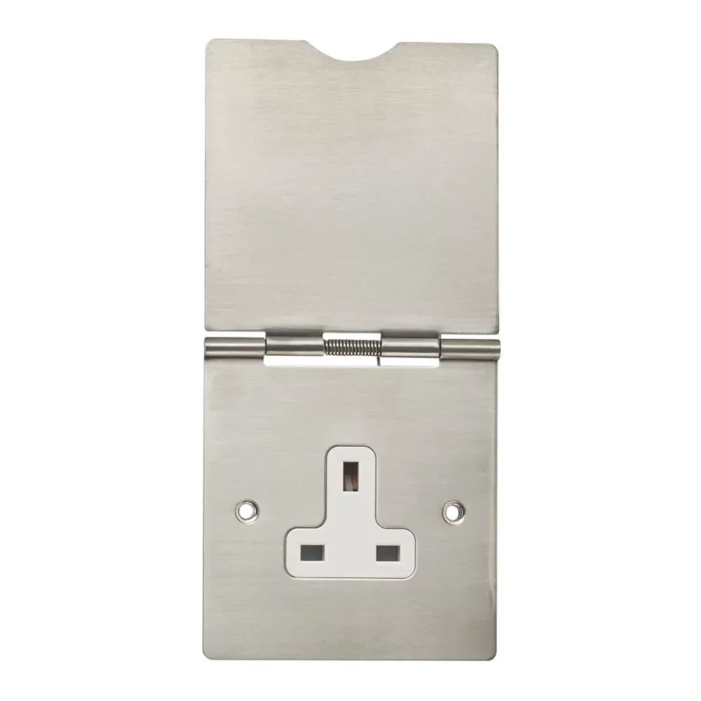 CONTACTUM 3344BSB 13A 1-GANG UNSWITCHED FLOOR SOCKET BRUSHED STEEL WITH BLACK INSERTS - MonkeyTools