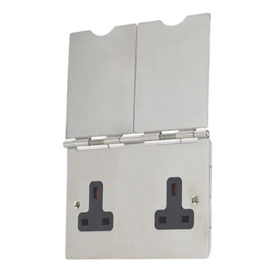 CONTACTUM 3377BSB 13A 2-GANG UNSWITCHED FLOOR SOCKET BRUSHED STEEL WITH BLACK INSERTS - MonkeyTools
