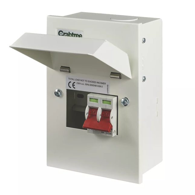 CRABTREE STARBREAKER 4-MODULE 2-WAY PART-POPULATED MAIN SWITCH CONSUMER UNIT - MonkeyTools