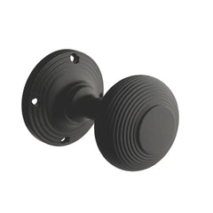 DESIGNER LEVERS BEEHIVE DOOR KNOB PAIR MATT BLACK 60MM
