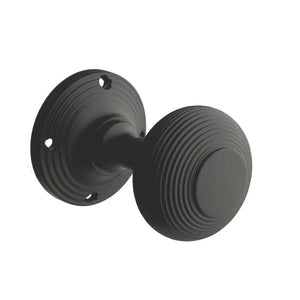 DESIGNER LEVERS BEEHIVE DOOR KNOB PAIR MATT BLACK 60MM - MonkeyTools