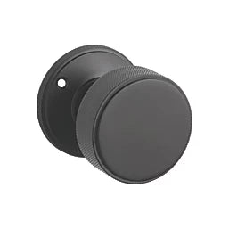 DESIGNER LEVERS KENSINGTON KNURLED DOOR KNOB 60MM PAIR MATT BLACK - MonkeyTools
