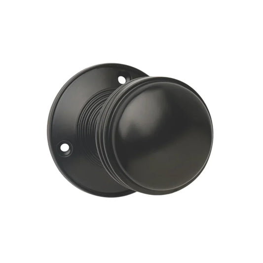 DESIGNER LEVERS RINGED MORTICE DOOR KNOB PAIR MATT BLACK 64MM - MonkeyTools