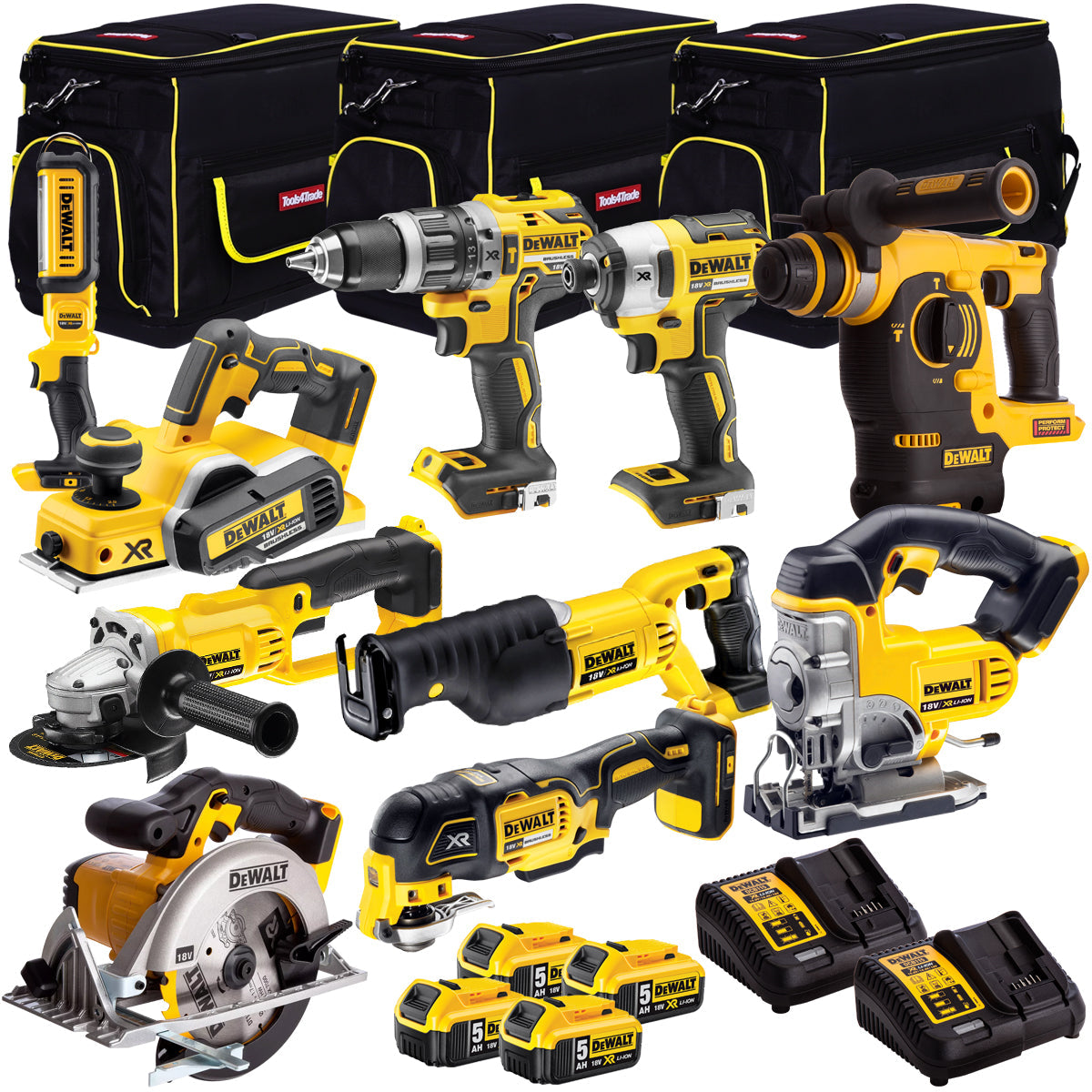 Dewalt 18v XR Li-Ion 10 Piece Pack 4 X 5Ah Batteries Charger DEW-KIT4M - MonkeyTools
