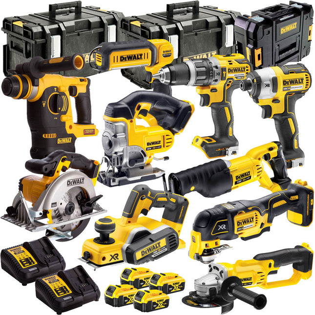 Dewalt 10 Piece 18V Li-ion Kit 4 x 5.0Ah Batteries & 2 x Charger DEW-KIT4M - MonkeyTools