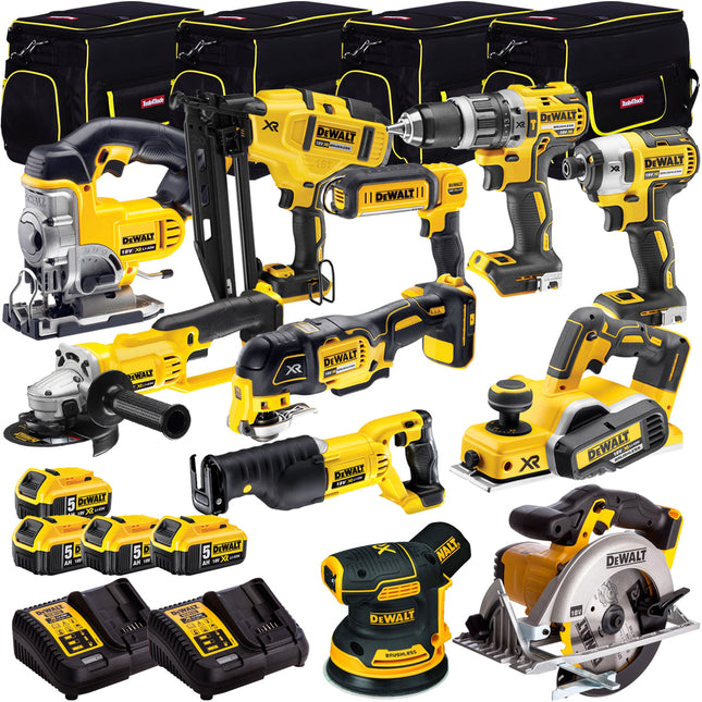 Dewalt 18V 11 Piece Power Tool Kit with 4 x 5.0Ah Batteries T4TKIT-918 - MonkeyTools