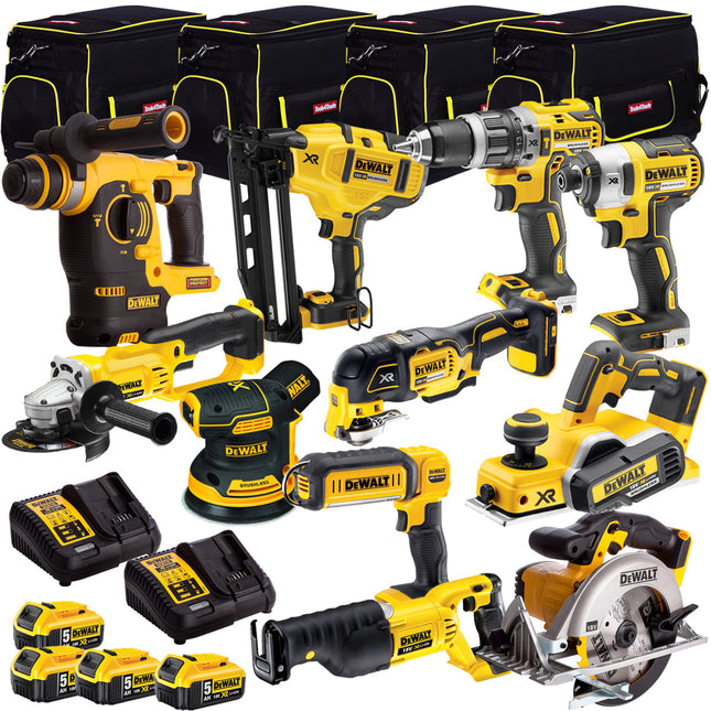 Dewalt 18V 11 Piece Power Tool Kit with 4 x 5.0Ah Batteries T4TKIT-919 - MonkeyTools