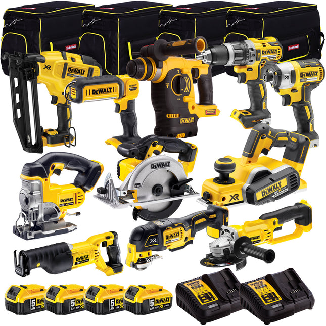 Dewalt 18V 11 Piece Power Tool Kit with 4 x 5.0Ah Batteries T4TKIT-935 - MonkeyTools