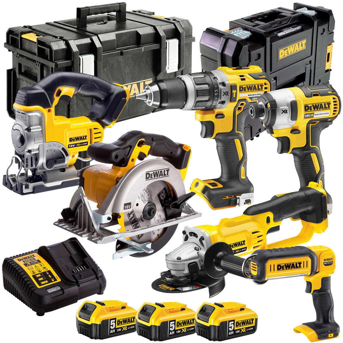 Dewalt 18V 6 Piece Cordless Power Tool Kit with 3 x 5.0Ah Batteries T4TKIT-833 - MonkeyTools
