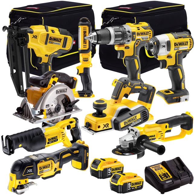 Dewalt 18V 9 Piece Power Tool Kit with 2 x 5.0Ah Batteries T4TKIT-922 - MonkeyTools