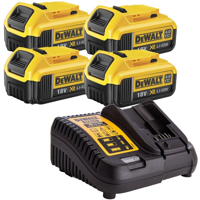 DeWalt DCB182X4 18v 4.0Ah Battery Pack of 4  + Multi Voltage Charger - MonkeyTools