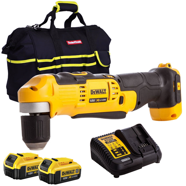 Dewalt DCD740N 18V Right Angle Drill with 2 x 4.0Ah Batteries & Charger in Bag - MonkeyTools