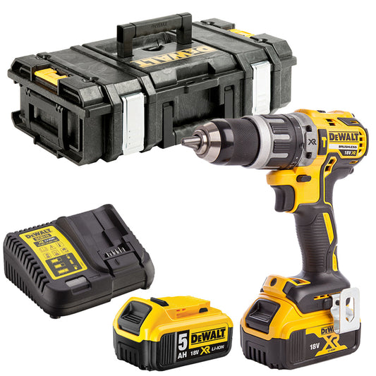 Dewalt DCD796N 18V Brushless Combi Drill 2 x 5.0Ah Batteries Charger & Case - MonkeyTools