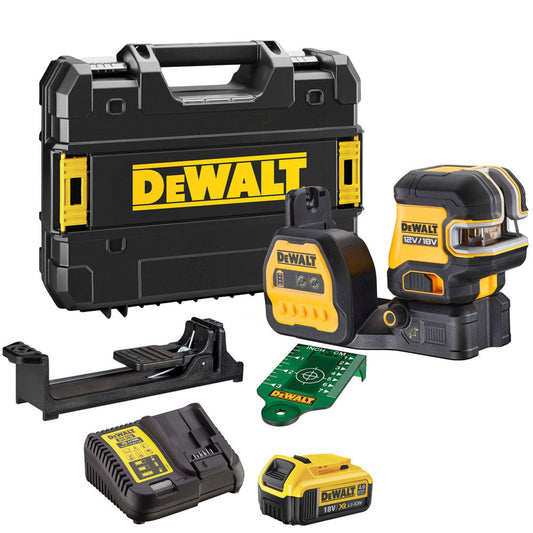 Dewalt DCE825NG18 18V 5 Spot/Cross Green Beam Laser 1 x 4.0Ah Battery & Charger - MonkeyTools