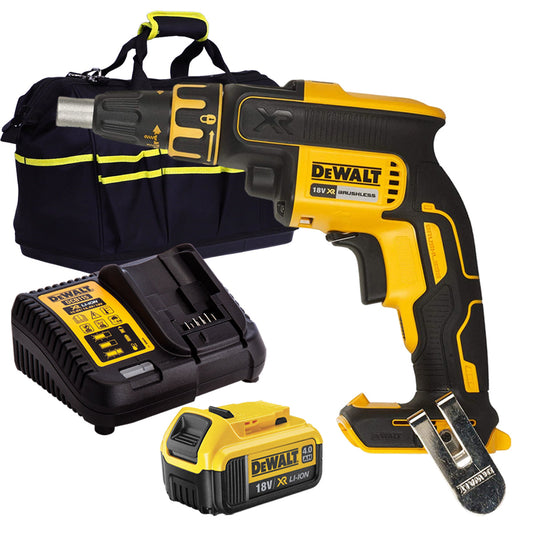 Dewalt DCF620N 18V Brushless Drywall Screwdriver with 1 x 4.0Ah Battery Charger & Bag - MonkeyTools