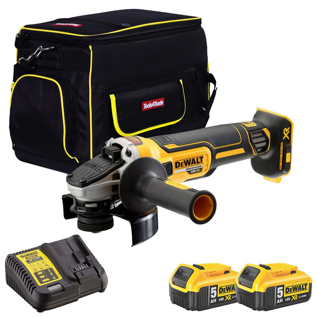 DeWalt DCG405P2B 18V Li-ion 125mm Brushless Angle Grinder Kit 2 x 5.0Ah Battery - MonkeyTools