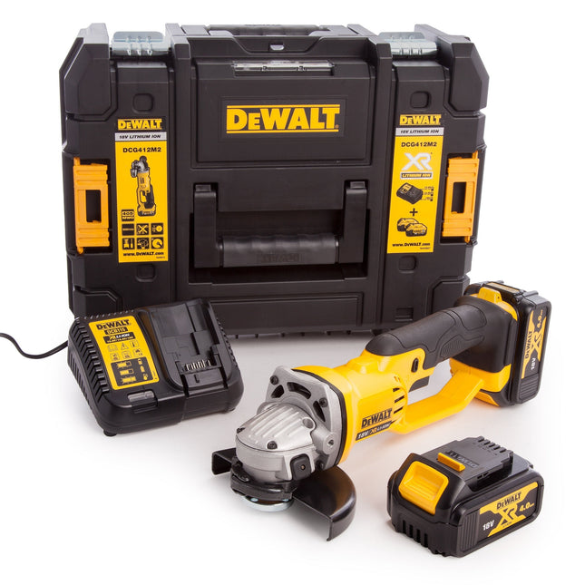 Dewalt DCG412M2 18V XR 125mm Angle Grinder 2 x 4.0Ah Battery Charger Tstak Case - MonkeyTools