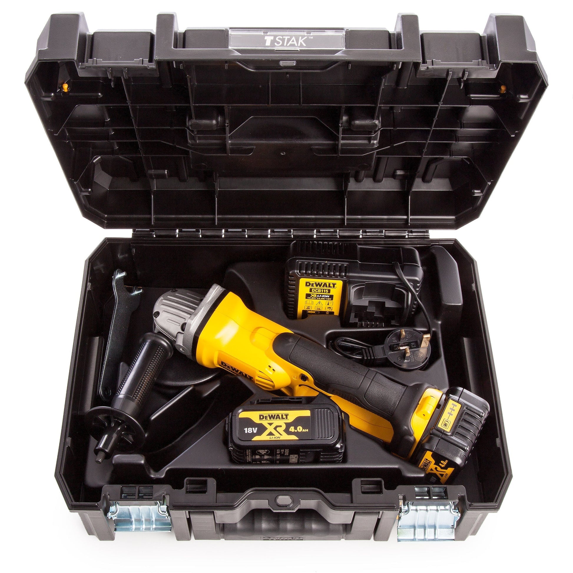 Dewalt DCG412M2 18V XR 125mm Angle Grinder 2 x 4.0Ah Battery Charger Tstak Case - MonkeyTools