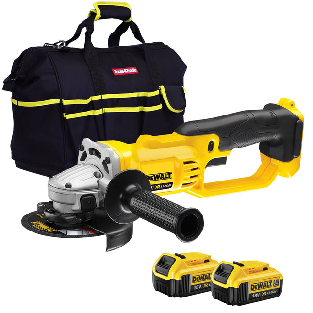 DeWalt DCG412N 18V 125mm Angle Grinder With 2 x 4Ah Batteries & Tool Bag - MonkeyTools