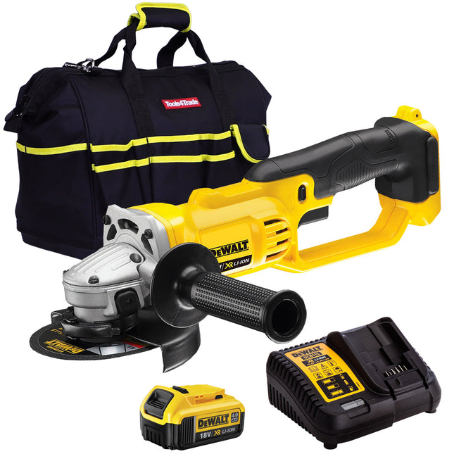 DeWalt DCG412N 18V Li-ion 125mm Angle Grinder with 1 x 4.0Ah Battery & Charger in Bag - MonkeyTools