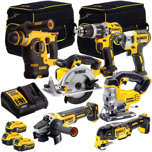 Dewalt DCK755PTXA XR Li-Ion 18V 7 Piece Power Tool Kit 3 x 5.0Ah Batteries & Bag - MonkeyTools