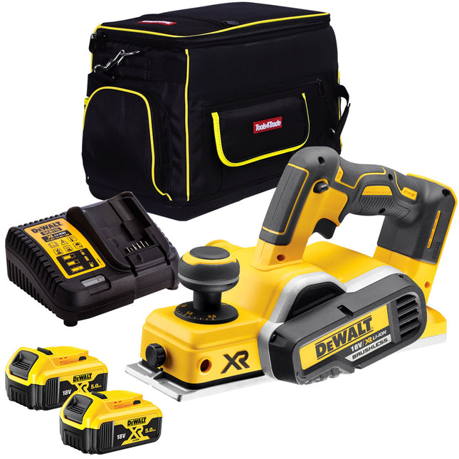 Dewalt DCP580N 18V Brushless 82mm Planer with 2 x 5.0Ah Batteries & Charger in Bag - MonkeyTools