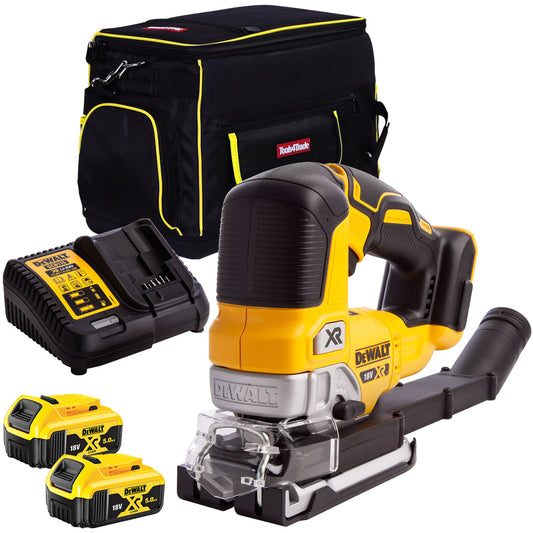 DeWalt DCS334N 18V Brushless Top Handle Jigsaw with 2 x 5.0Ah Batteries & Charger in Bag - MonkeyTools