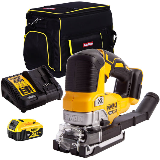 Dewalt DCS334N-XJ 18V Brushless Top Handle Jigsaw with 1 x 5.0Ah Battery Charger & Bag - MonkeyTools