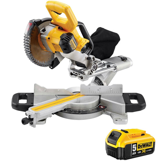 DeWalt DCS365N 18v XR 184mm XPS Slide Mitre Saw Body With 5.0Ah Battery - MonkeyTools
