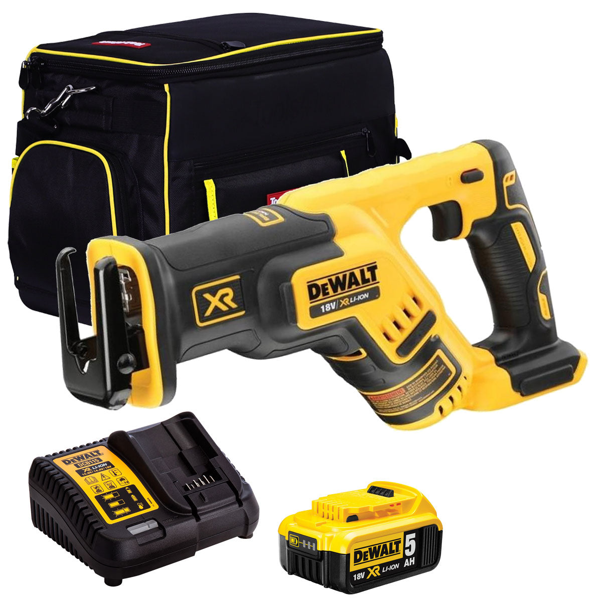 DeWalt DCS367N 18V Brushless Reciprocating Saw with 1 x 5.0Ah Battery Charger & 20" Bag - MonkeyTools