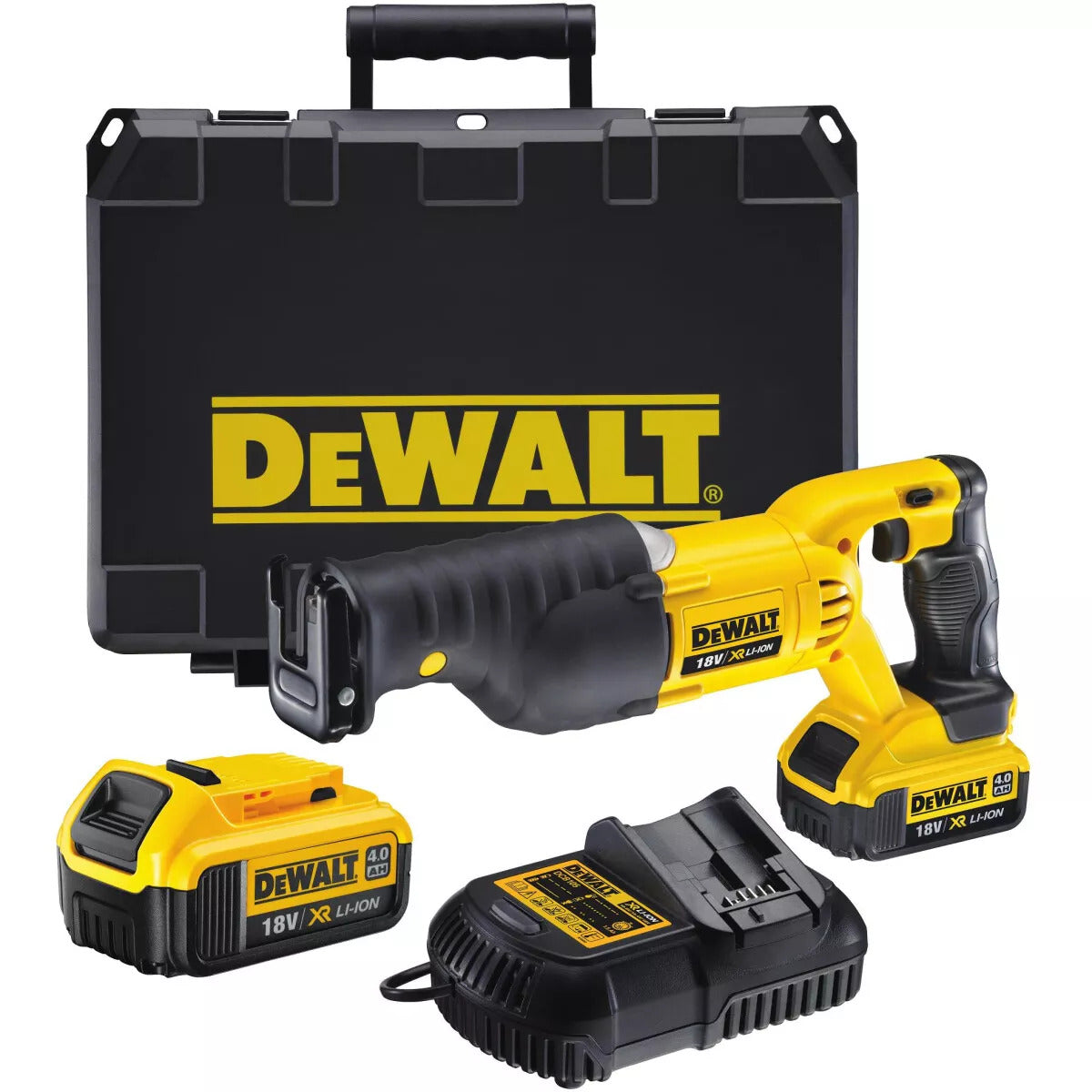 DeWalt DCS380M2-GB 18V XR Reciprocating Sabre Saw with 2 x 4.0Ah Battery & Charger in Case - MonkeyTools