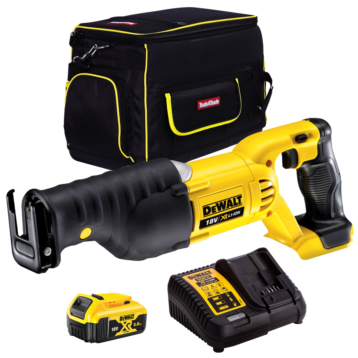 DeWalt DCS380N 18V Reciprocating Saw with 1 x 5.0Ah Battery & Charger in Bag - MonkeyTools