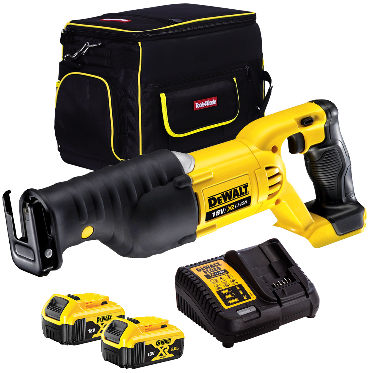 DeWalt DCS380N 18V Reciprocating Saw with 2 x 5.0Ah Battery & Charger in Bag - MonkeyTools