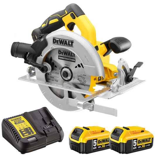 DeWalt DCS570N 18V 184mm Brushless Circular Saw with 2 x 5.0Ah Batteries & Charger - MonkeyTools