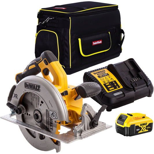 Dewalt DCS570P1 18V Brushless 184mm Circular Saw with 1 x 5.0Ah Battery & Charger in Bag - MonkeyTools