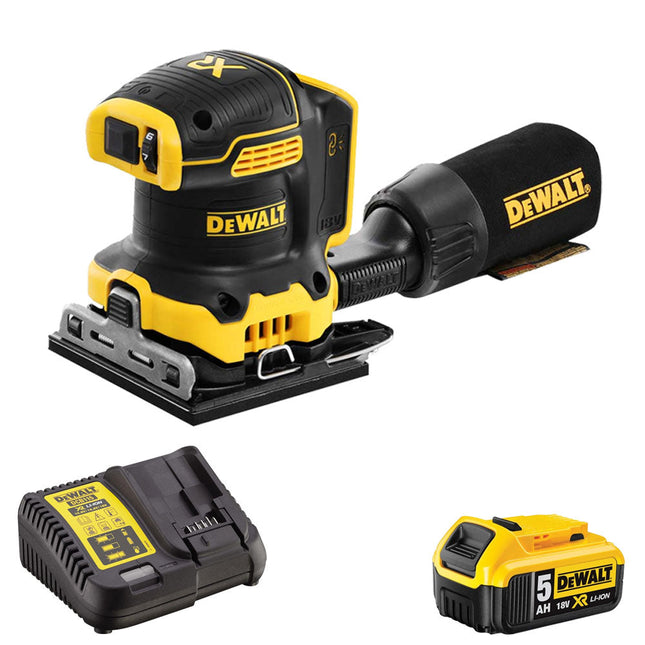 Dewalt DCW200N 18V Brushless 1/4 Sheet Palm Sander 1 x 5.0Ah Battery & Charger - MonkeyTools