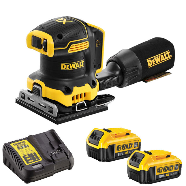 Dewalt DCW200N 18V Brushless 1/4 Sheet Palm Sander 2 x 4.0Ah Batteries & Charger - MonkeyTools