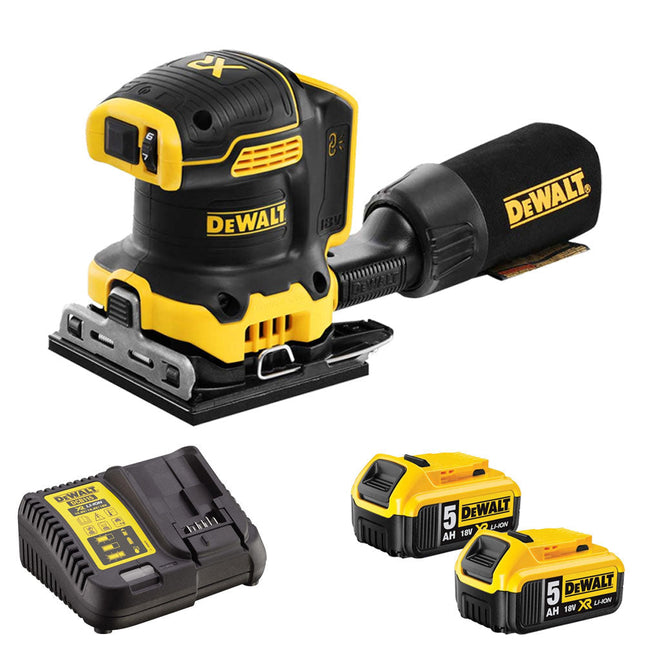 Dewalt DCW200N 18V Brushless 1/4 Sheet Palm Sander 2 x 5.0Ah Batteries & Charger - MonkeyTools