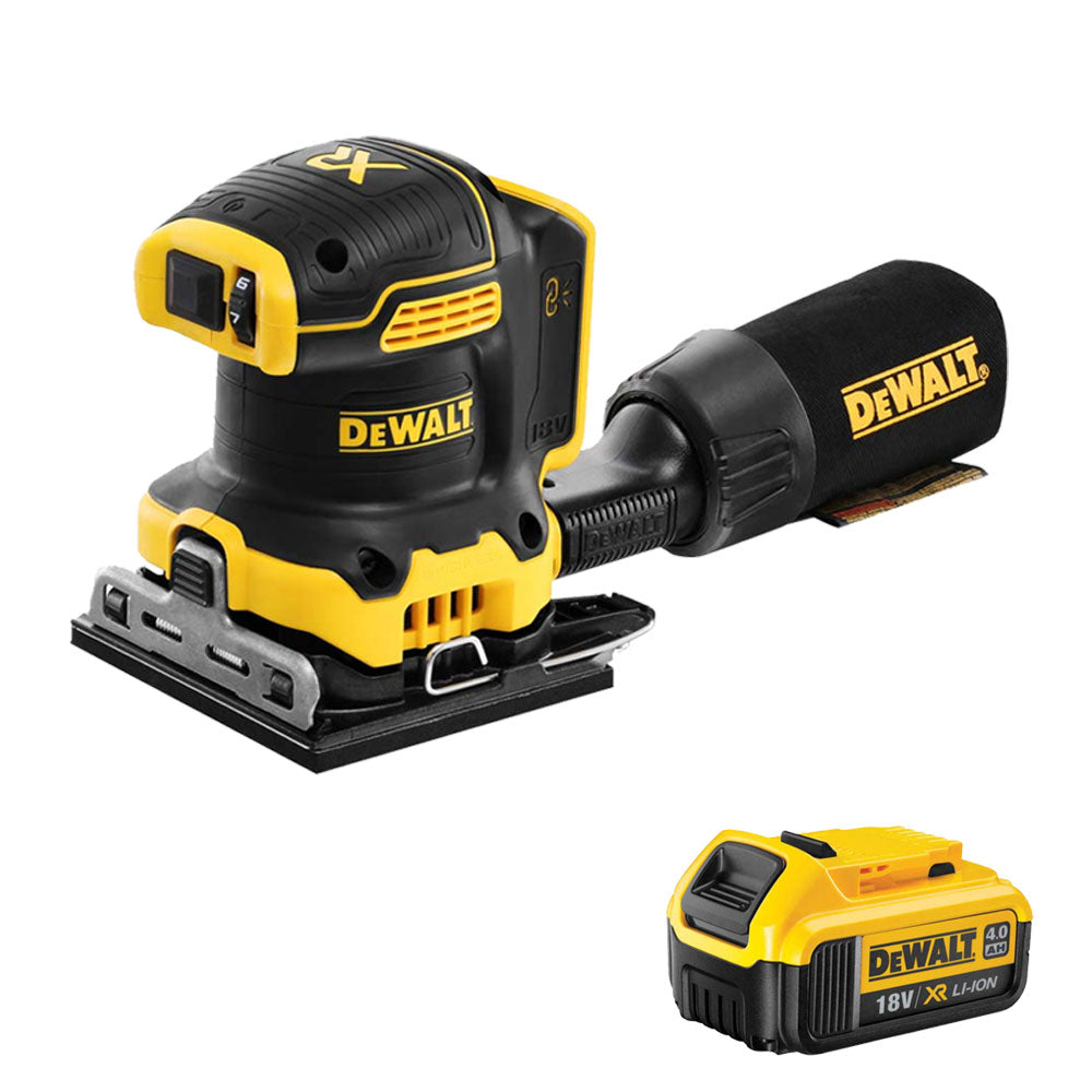 Dewalt DCW200N 18V XR Brushless 1/4 Sheet Palm Sander with 1 x 4.0Ah Battery - MonkeyTools