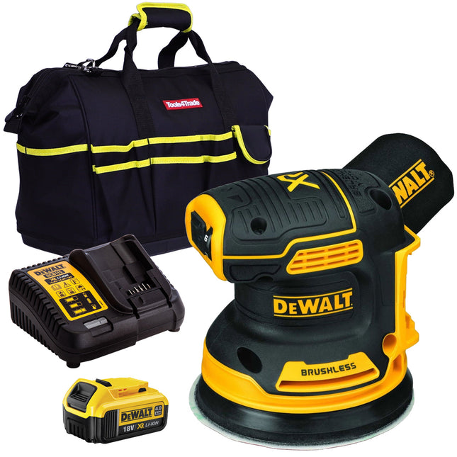 DeWalt DCW210N 18V Brushless 125mm Random Orbital Sander with 1 x 4.0Ah Battery Charger & Bag - MonkeyTools