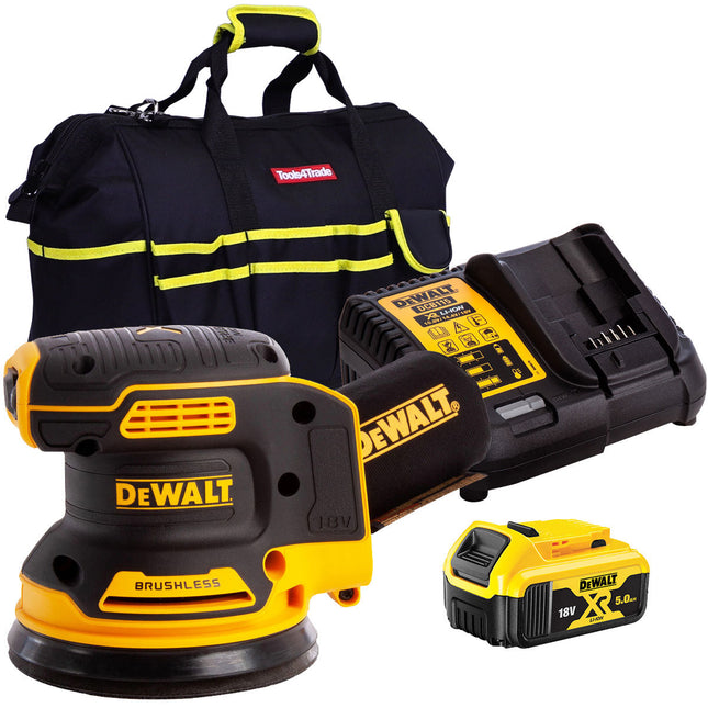DeWalt DCW210N 18V Brushless 125mm Random Orbital Sander with 1 x 5.0Ah Battery & Charger in Bag - MonkeyTools