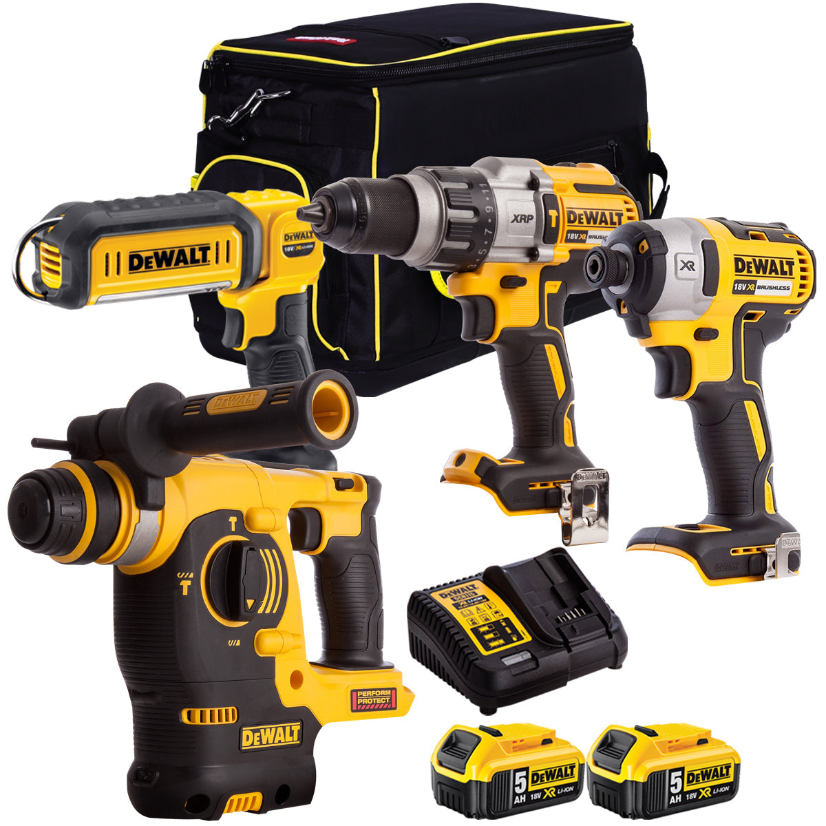 Dewalt 4 Piece 18V Li-ion Kit 2 x 5.0Ah Batteries & Charger T4TKIT-179 - MonkeyTools