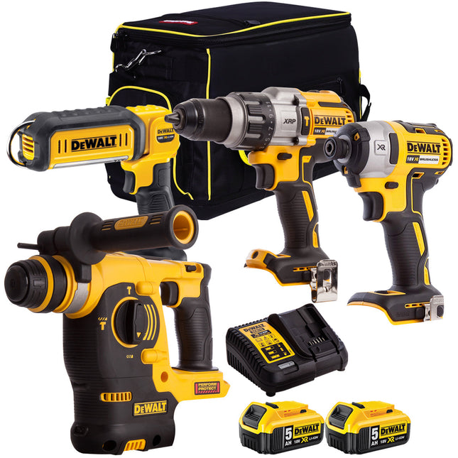 Dewalt 4 Piece 18V Li-ion Kit 2 x 5.0Ah Batteries & Charger T4TKIT-179 - MonkeyTools