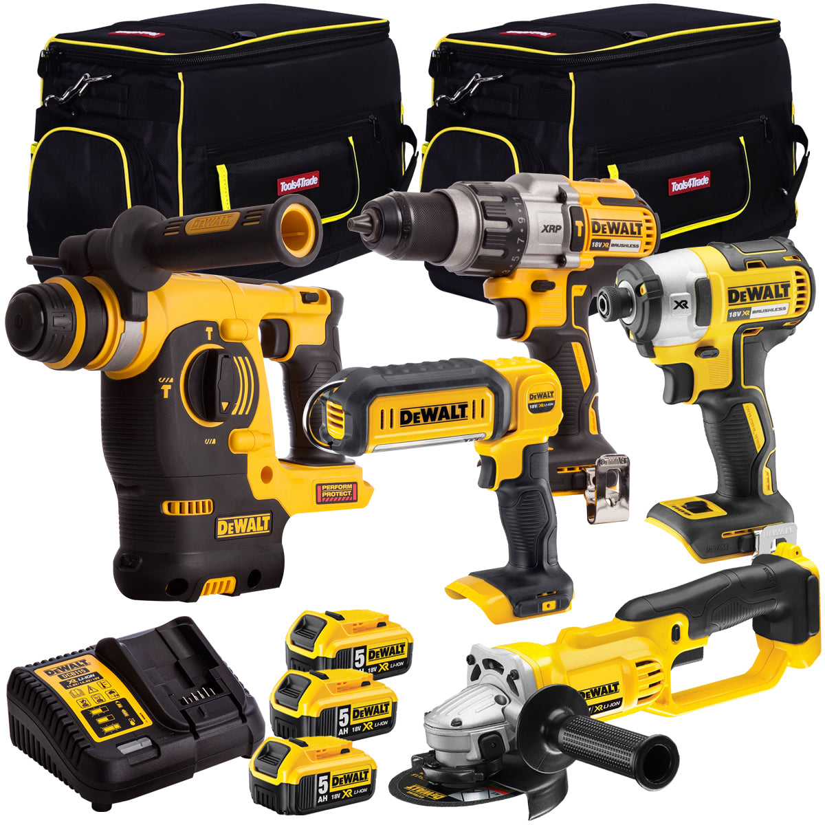 Dewalt 5 Piece 18V Li-ion Kit 3 x 5.0Ah Batteries & Charger T4TKIT-182 - MonkeyTools