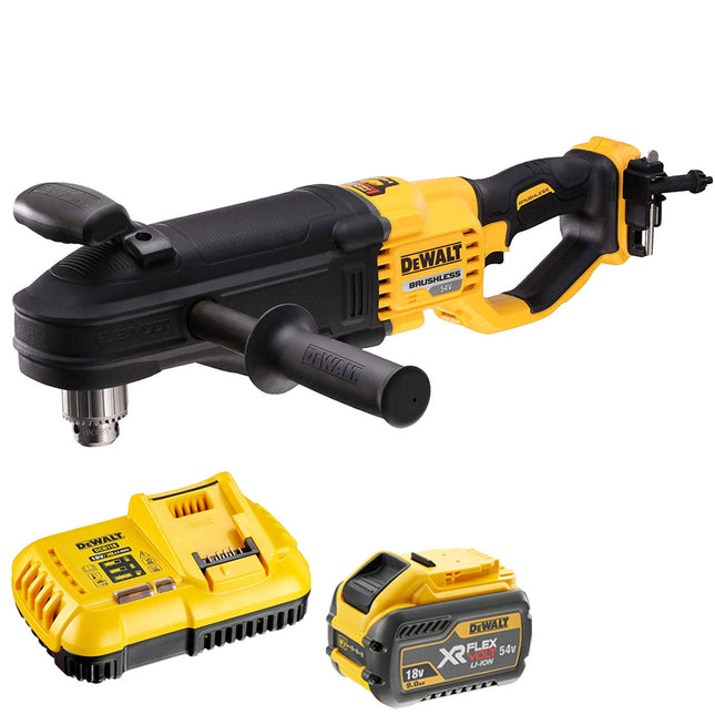 DeWalt DCD470N 54V XR Flexvolt Brushless Right Angled Core Drill with 1 x 9.0Ah Battery & Charger - MonkeyTools