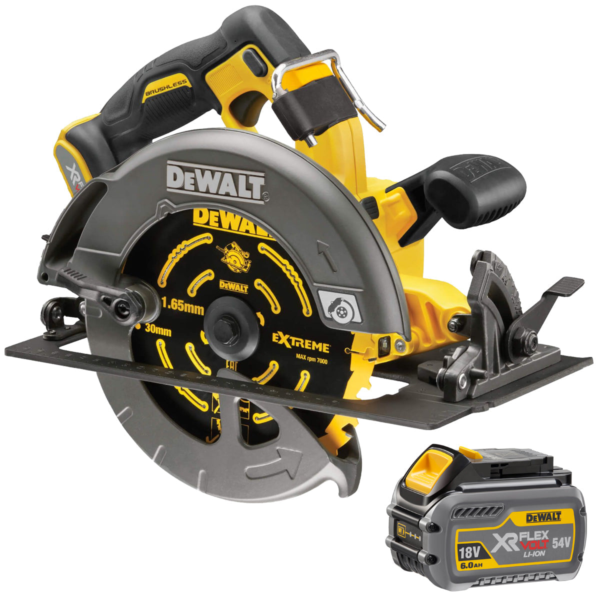 Dewalt DCS578N 54V XR Flexvolt Brushless 190mm Circular Saw with 1 x 6.0Ah Battery - MonkeyTools