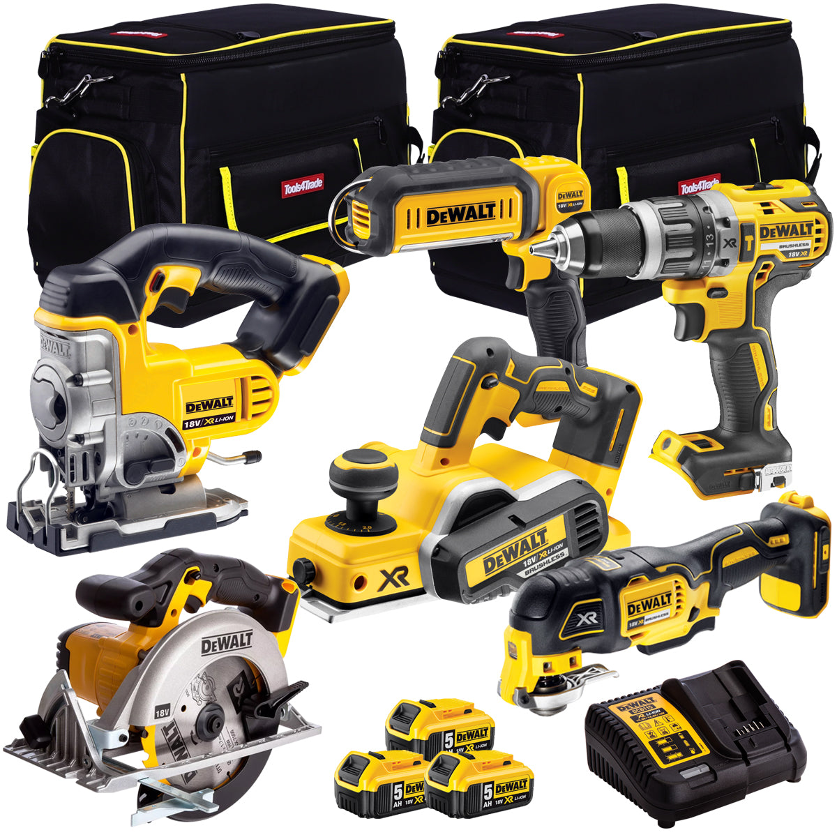 Dewalt DCK665P3TB 18V 6 Piece Combo Kit with 3 x 5.0Ah Batteries Charger & Bag - MonkeyTools